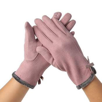 체리쉬 375GIR00 리본 터치 장갑 핑크 스마트 여자 보온장갑