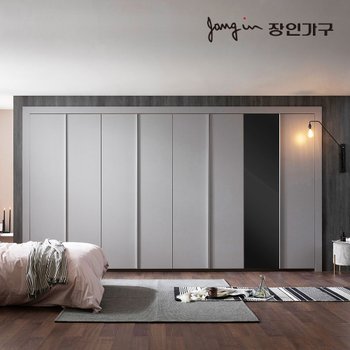 장인가구 파인 매트 여닫이 미러도어 붙박이장 30CM