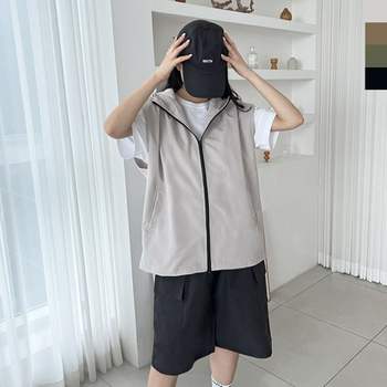 GSS ZK20KS99 SF1020W 오버핏 고프코어 후드 바람막이 조끼