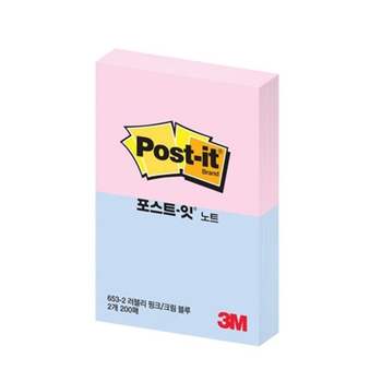 3M 898OFV33 포스트잇 일반 653-2 분홍/파랑/(51x38 100매/2패드) 갑(30개입)