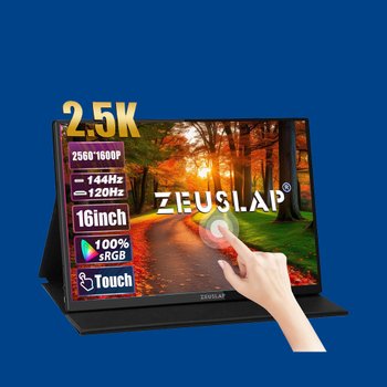 제우스랩 휴대용 고해상도 모니터 P16KT QHD 포터블 터치 모니터