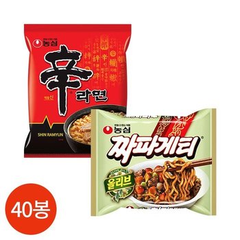 반반세트 농심 신라면 짜파게티 40봉 세트 (12429201)