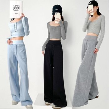여성 스포티 베티아 허리밴딩 트레이닝 편한 와이드 팬츠 바지 (HS...