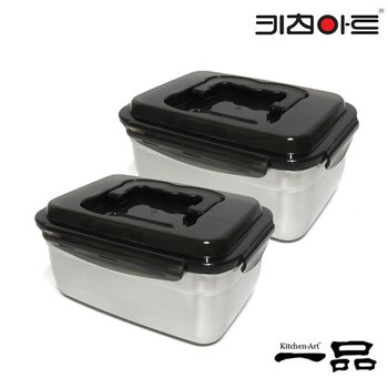 일품 스텐 핸디형1호 밀폐용기1.95L-2개
