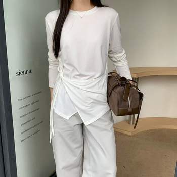 아인리 봄 가을 사이드 랩 여성 긴팔 티 ay 71028