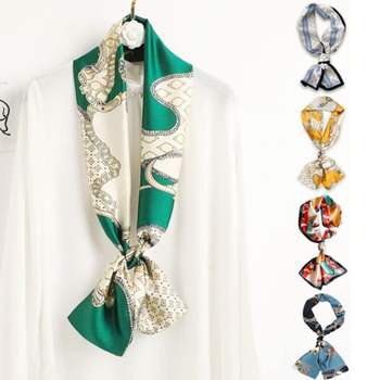 여자 058QZE03 실크 직사각 트렌드 쁘띠 스카프 데일리 스카프