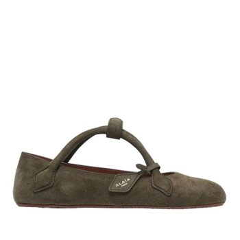 [해외] [해외배송] 알라이아 앵클 스트랩 노트 스웨이드 발레리나 플랫 AA3A1011C0C05 809 TOURTERELLE