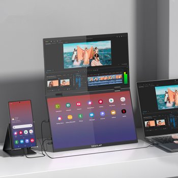 제우스랩 휴대용 터치형 듀얼모니터 Z15WT 삼성 DEX연결 노트북 서브 보조모니터