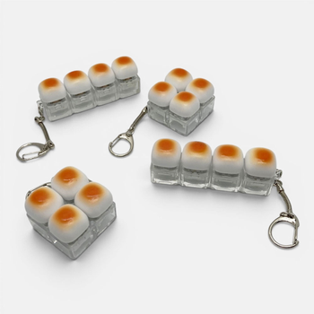 미니멀 식빵 마시멜로 키보드 딸깍이 키캡 키링 4구 옷자락