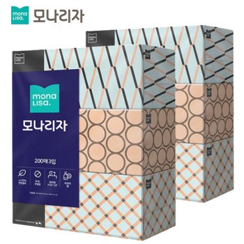 모나리자 벨라지오 미용 각티슈 200매 3입 x2개
