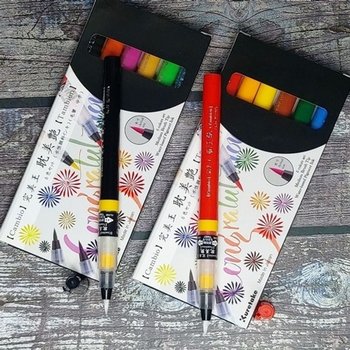 손글씨 쿠레타케 지그 캘리그라피 캄비오 컬러붓펜 6색세트