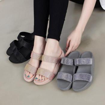4.5cm 쿠션굽 샤이니 원단 2선 슬리퍼 CNK메로나 (5698777)