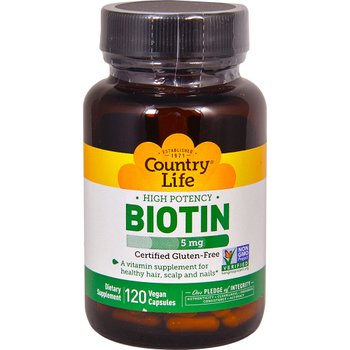 [해외] 컨트리 라이프 하이 포텐시 비오틴 5 mg 120 식물성캡슐