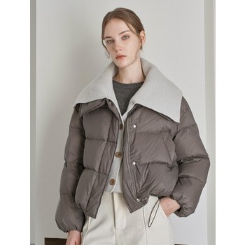 에브리데이]니트 와이드 카라 밑단 스트링 패딩 점퍼 (EB4JJ033D)