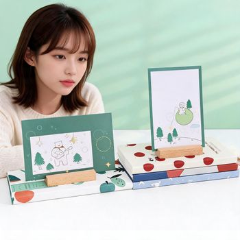 원목 명함 꽂이 엽서 홀더 나무 메모 거치대 사무실 데일리 미니멀