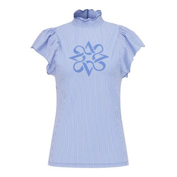 [신세계백화점](사은품증정) 25 S/S 여성 스트라이프 시어서커 패널 티셔츠 (821E2TI306BL)