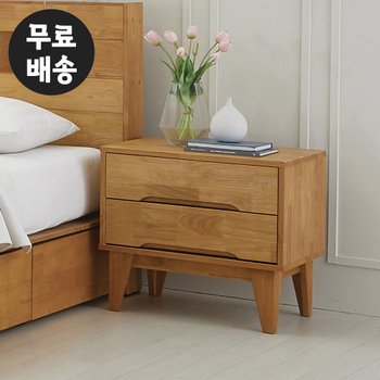 엔드 고무나무 원목 협탁 2단 서랍장 침대옆 침실용 낮은 모듈 쇼파 사이드 침실가구