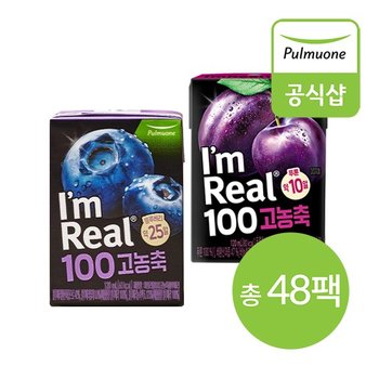 아임리얼100 고농축 블루베리 24팩 + 푸룬 24팩 총 48팩