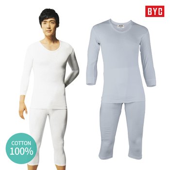 BYC 남자 베스트 7부 순면내복 상하세트
