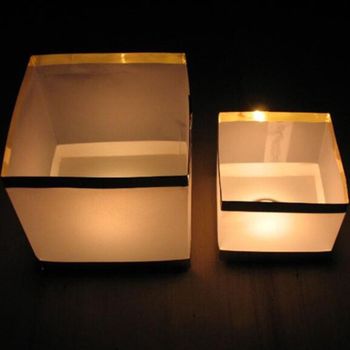 소원유등사각+촛불포함(물에띄워요) 소11x11cm-100개