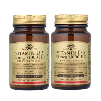 [해외] 솔가 비타민 D3 25mcg (1000IU) 딸기 바나나 맛 100츄어블 X 2통