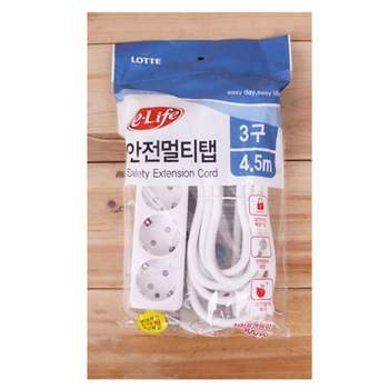 롯데 DT00IO44 스위치 멀티탭 3구4.5m 전기코드 콘센트 플러그 코드