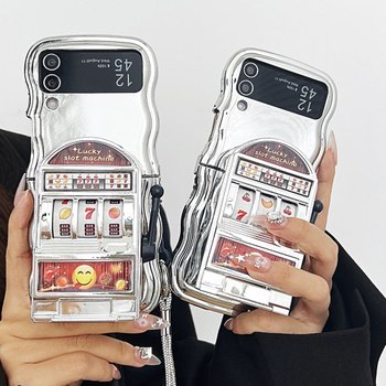 갤럭시 z플립 5 4 3 지플립 제트플립 슬롯머신 거치대 스트랩 줄 테두리 실버 웨이브 케이스