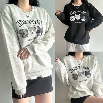 [오노마] ONM 티셔츠 해피메이트티 고양이 맨투맨 여성 가을 (32617247)