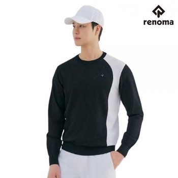 남성 골프 봄 스포티한 블록 배색 스카시 패턴 라운드 니트 N-1206 CA3843618