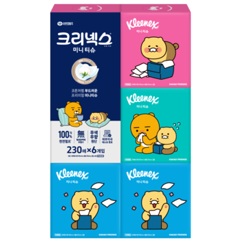 유한킴벌리 크리넥스 디럭스 미니 카카오/오롤리데이 230매*6입 *랜덤발송