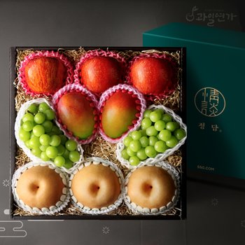 [SSG상품권증정이벤트][바로배송][SSG정담] Premium 사과배 샤인 애플망고 선물세트 (사과3개, 배3개, 샤인2송이, 애플망고2개)