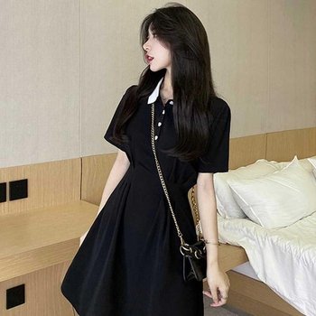 [MEN60246_62_62]미팅 룩 코디 카라 반팔 원피스 20대