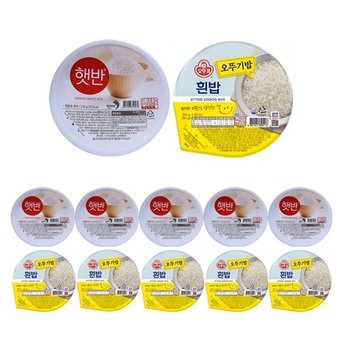 햇반 백미210g 5개+오뚜기 흰밥210g 5개)(총10개)