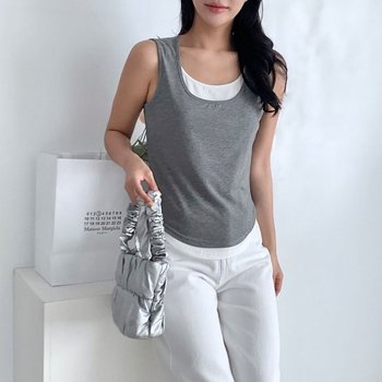 레나스 스쿱넥 배색 슬리브리스 SD-250426 여자