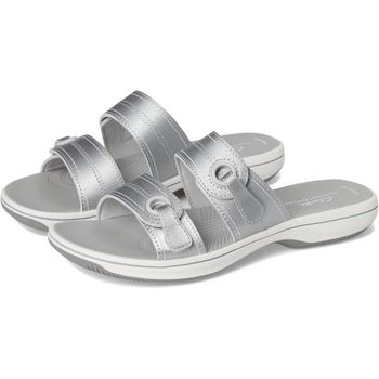 [해외] 클락스 여성 브리즈 메이 슬라이드 슬리퍼 실버