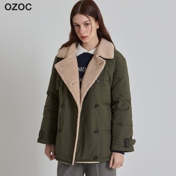 [오조크(OZOC)] 양털카라 더블버튼 구스다운 점퍼 (택가격: 284000원)