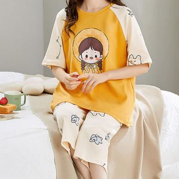 반팔잠옷세트 여성 여름 프리티걸 반팔 잠옷 홈웨어 파자마 세트