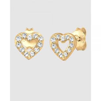 [해외] Elli Jewelry 엘리 쥬얼리 귀걸이 스터드 하트 크리스탈 925 스털링 실버 골드 플레이트 - 75321