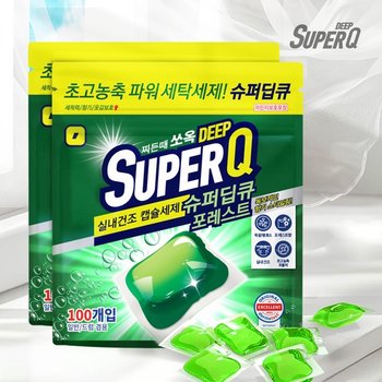 슈퍼딥큐 포레스트 100개입+100개입 고농축 캡슐세제 드럼/일반겸용 세탁세제