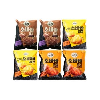 고메 냉동 소바바 치킨 마쏘킥+소이허니+양념 순살 375g 총 6개