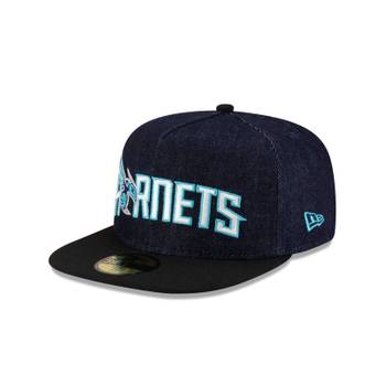 [해외] 1169409 뉴에라 모자 NBA 샬럿 호네츠 Navy 데님 59FIFTY 에이프레임 Fitted Hat