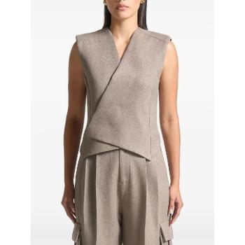 26 FW Maniere De Voir 로렌스 인 토프 텍스처 테일러드 랩 베스트 WMN3484 TP