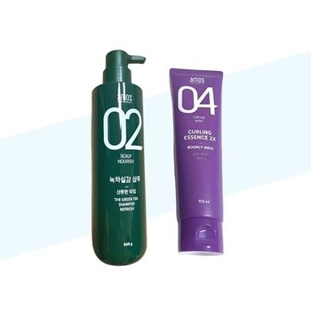 [아모스] 아모스 녹차실감 샴푸 지성 500g 2개+컬링 에센스 2x 150ml 2개 (53141169)