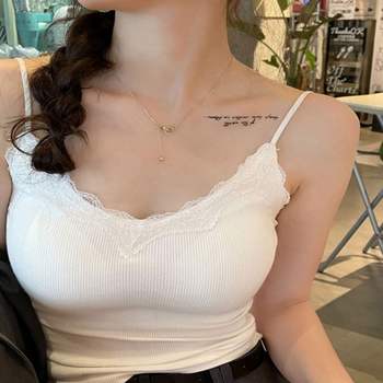 여자 HE38FN66 레이스 브이넥 캡내장 끈나시 이너나시 민소매티
