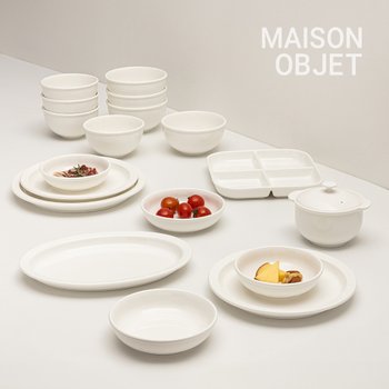 윤도자기 당당 화이트 4인 그릇 홈세트 18P