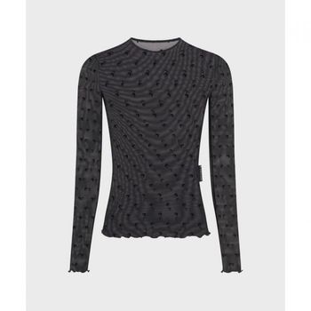 MARINE SERRE 여성 플림티 문 크루넥 롱슬리브 탑 블랙 PLUMETIS MOON CREWNECK LS TOP BK99 BLA