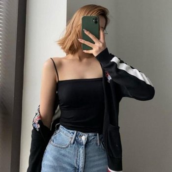 캡내장 이너 끈나시 캐미솔 여성 브라탑 기본 (48rkO)