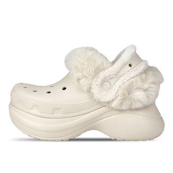 크록스 베이 라인드 클로그 여성 키높이 겨울 방한 털슬리퍼 211753-160