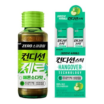 컨디션 제로 스파클링 메론소다맛 100ml x 10병 + 컨디션스틱 그린애플 18g x 10개 / 숙취해소