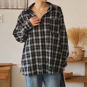 H스타일(SH)빅사이즈데일리파파고셔츠 가을 여성 긴팔 셔츠 남방 블라우스 NB